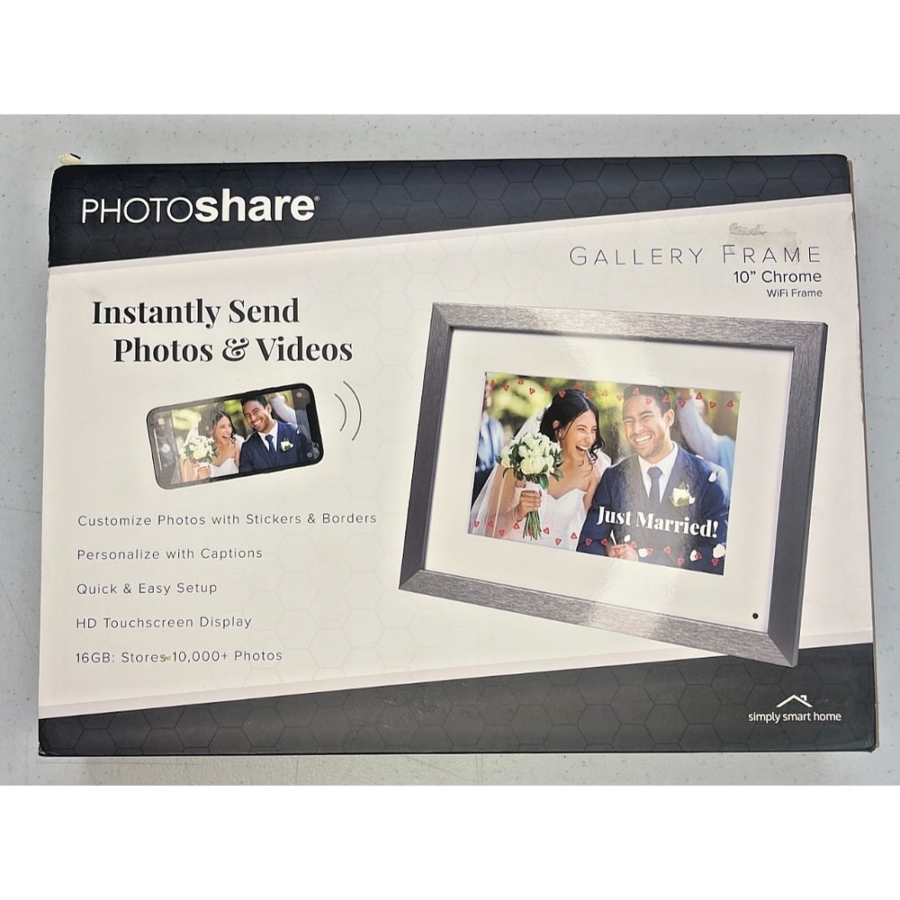 PhotoShare Gallery Frame 10" Chrome Wifi Frame by Simply Smart Home
